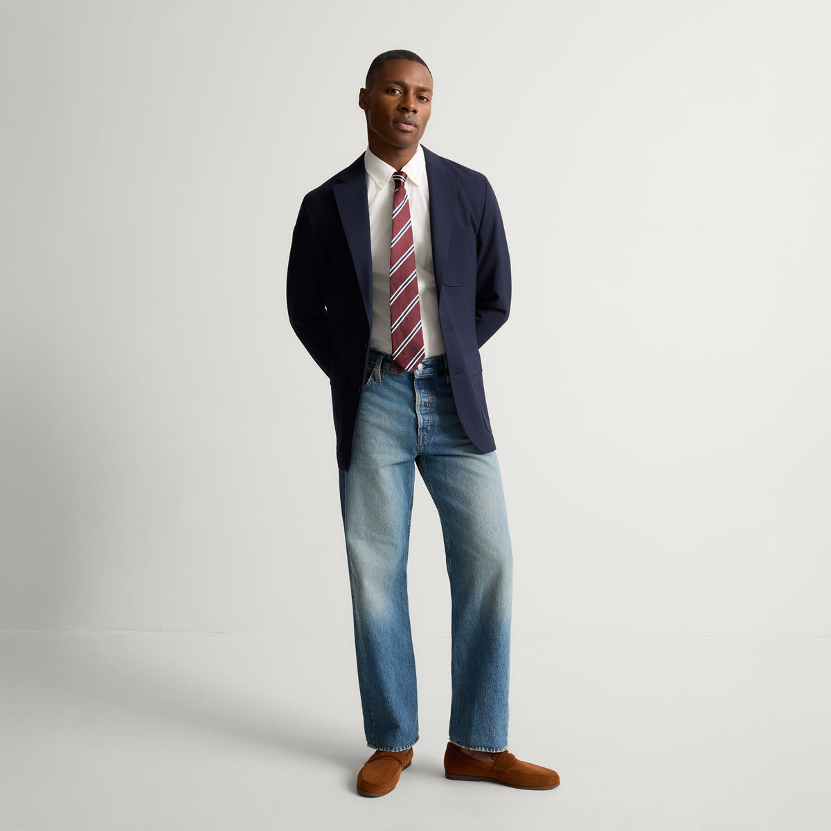 model | Alternate image of Model wearing The Ravello Penny Loafer in Russet.