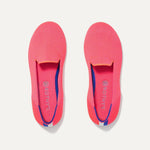 A pair of The Kids slip-on Loafers in Flamingo shown from the top view.