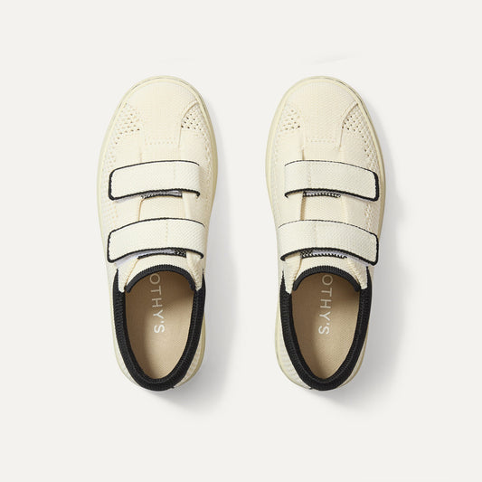 The Kids Strap Sneaker in Chess Open-Knit shown from the top.