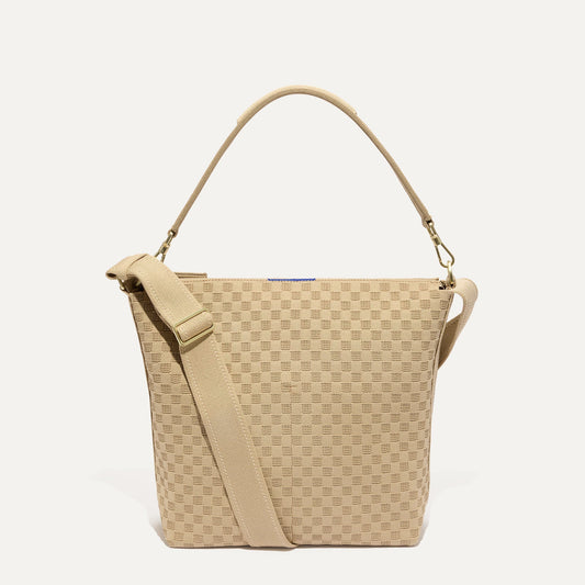 PLP |The Mini Zip Bucket in Knot Brown shown from the front.