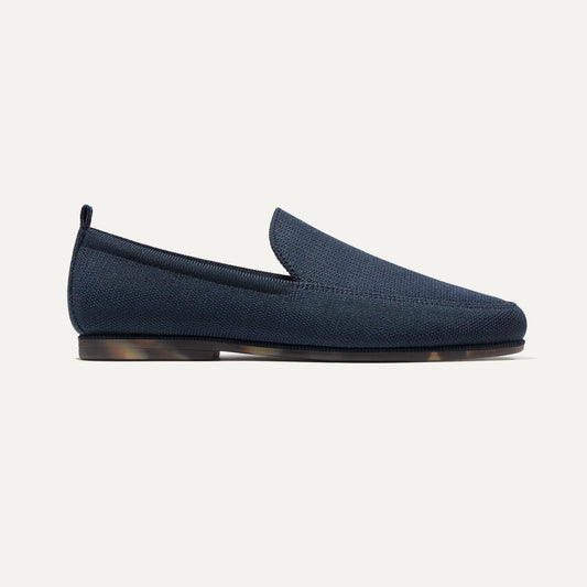 side | The Ravello Loafer in Navy shown from the side.
