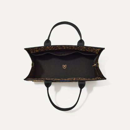 The Classic Tote in Toasty Cat, shown from above, with the interior exposed.
