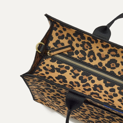 The Classic Tote in Toasty Cat, shown from above, with the top zipper closed.