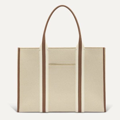 PLP |The Classic Tote in Buttercream, shown from the front.