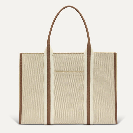 PLP |The Classic Tote in Buttercream, shown from the front.