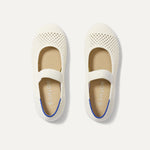 The Kids Mary Jane in White Open-Knit shown from the top.