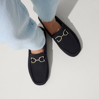 hover | Model wearing The Double Bit Driver in Black.