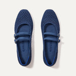 The Double Buckle Mary Jane in Blue Mesh shown from the top.