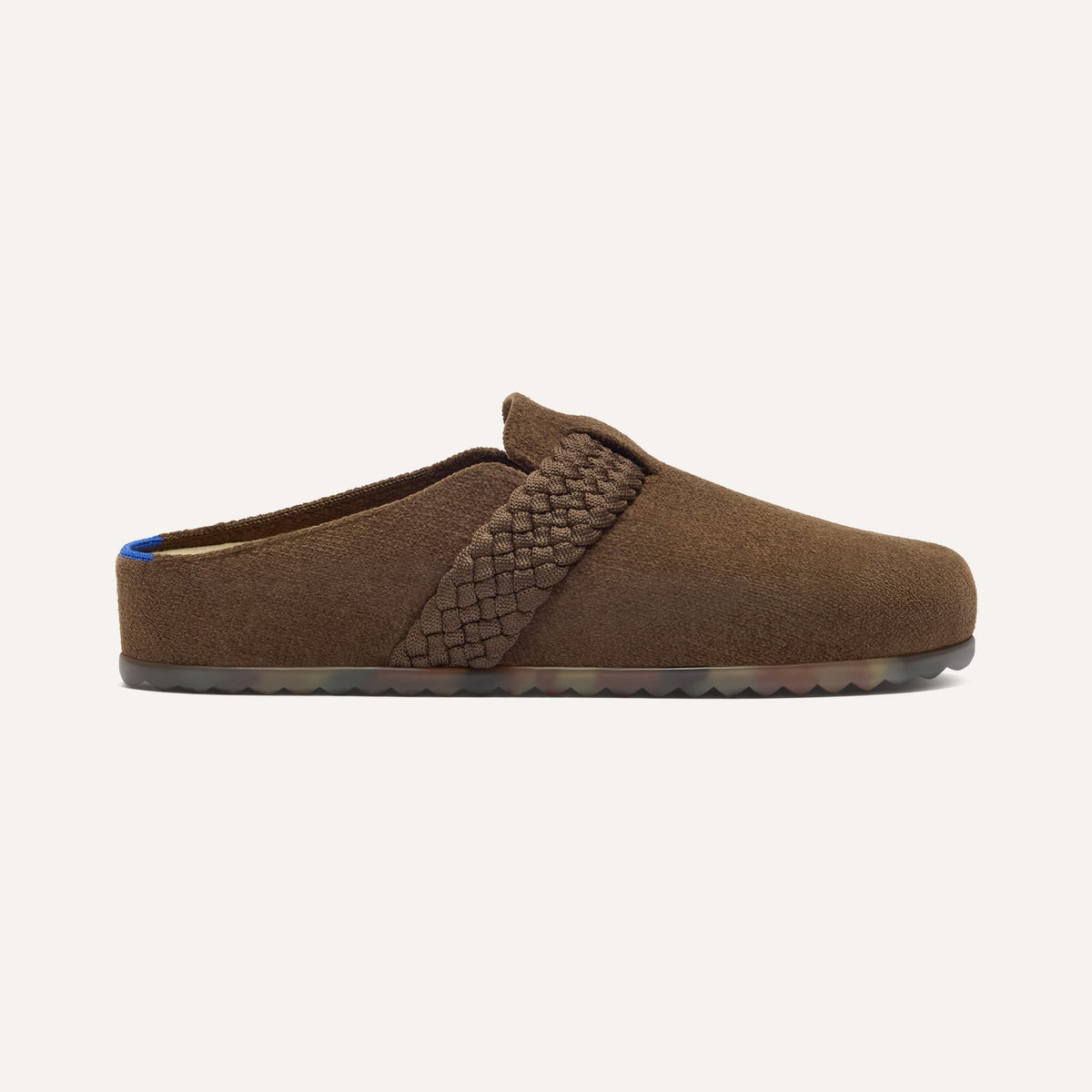 side | The Braid Clog in ReVelvet Bistro shown from the side.