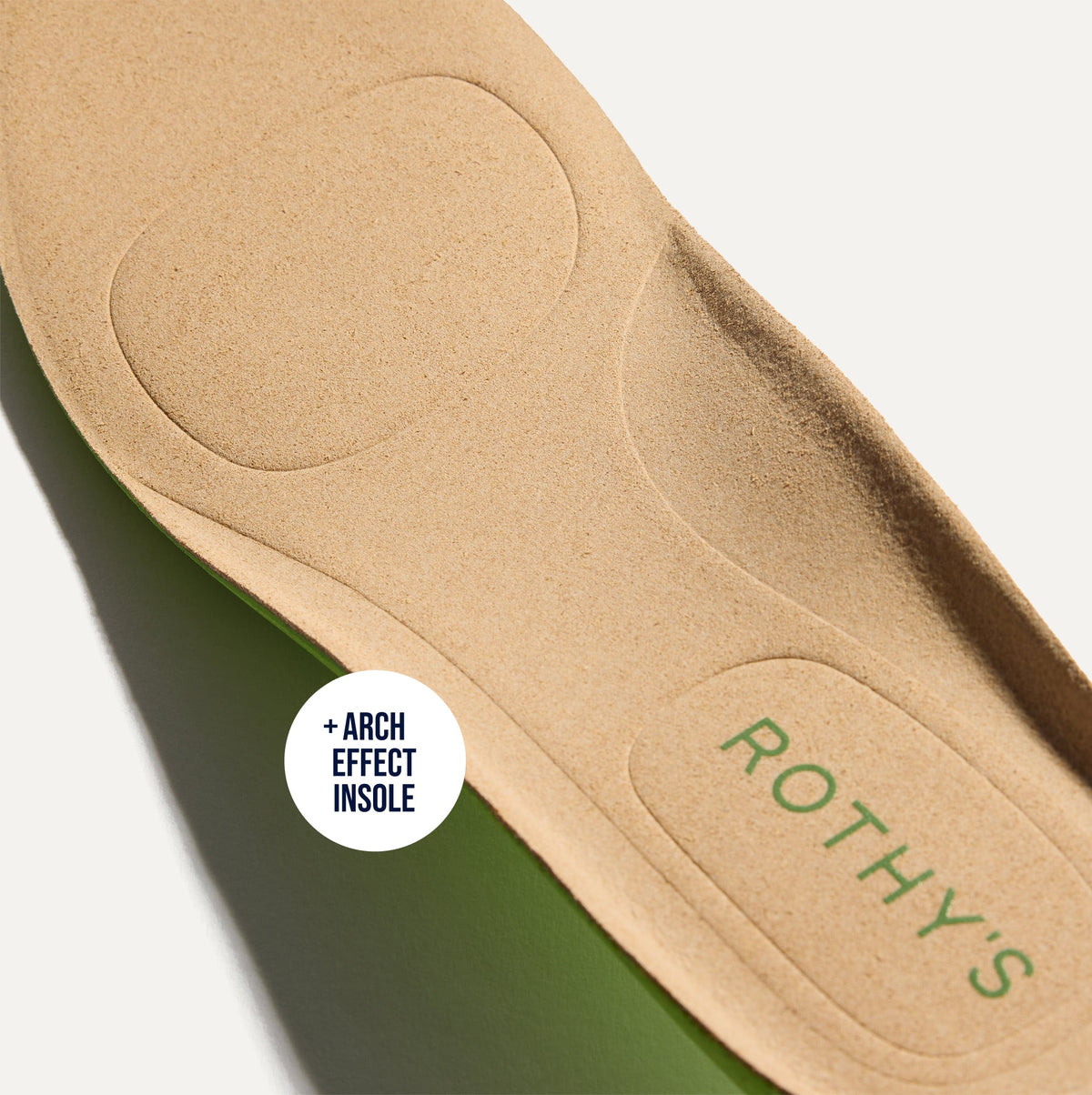 Close up of the Arch Effect Insole on The Daily Driver in Sprout.