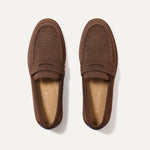 The Penny Loafer in Cinnamon Raffia-Knit shown from the top.