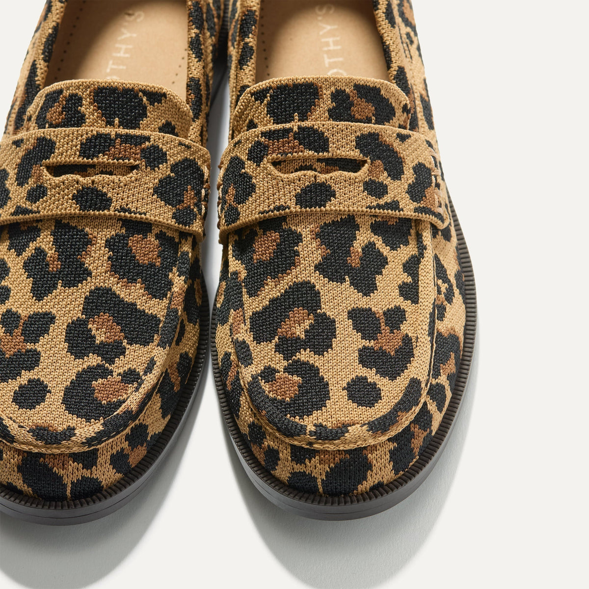 Close up of the toe and vamp of The Penny Loafer in Classic Cat.