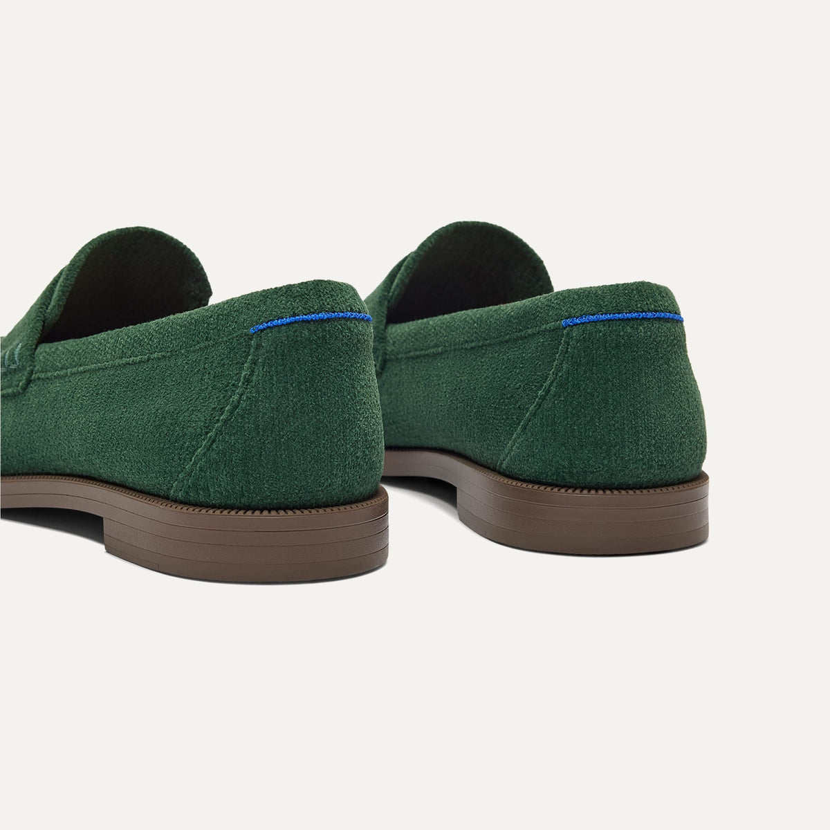 Close up of the heel of The Penny Loafer in ReVelvet Woodland.