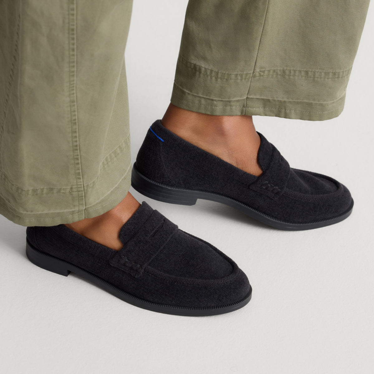 hover | Model wearing The Penny Loafer in ReVelvet Black.