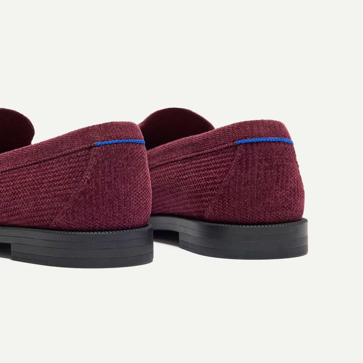 Close up of the heel of The Penny Loafer in ReVelvet™ Syrah.