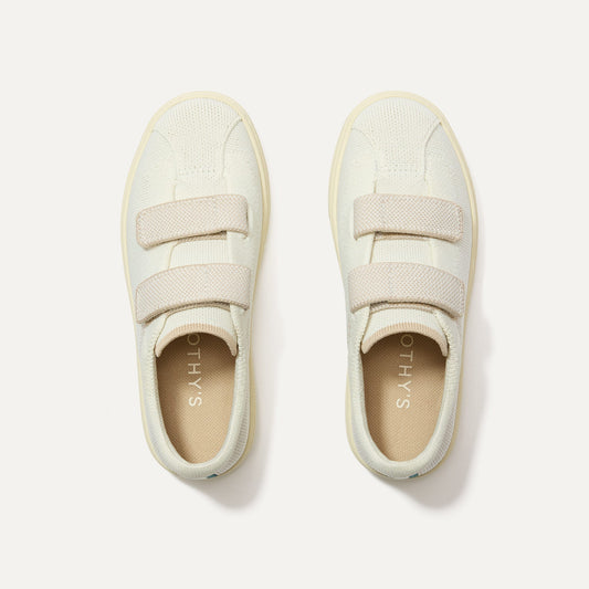 The Kids Strap Sneaker in Vanilla Ice shown from the top.