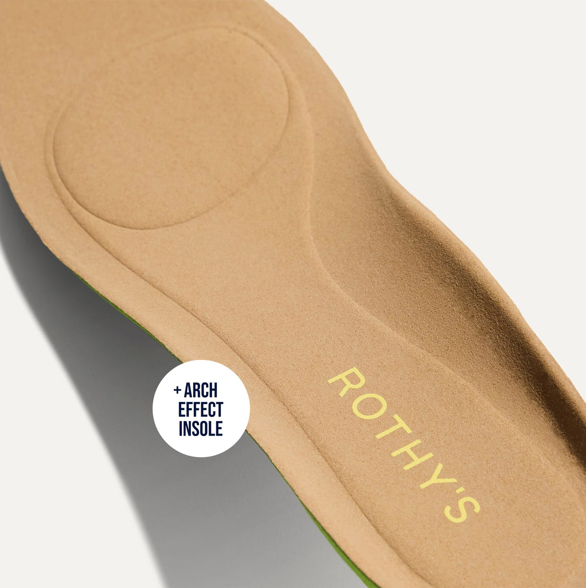 Close up of the Arch Effect Insole on The Daily Flat in Clear Blue.
