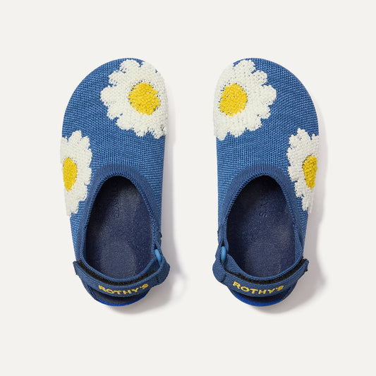 The Kids Clog in Indigo Daisy shown from the top.