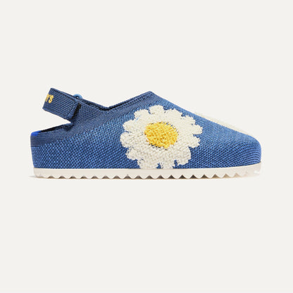 side | The Kids Clog in Indigo Daisy shown from the side.