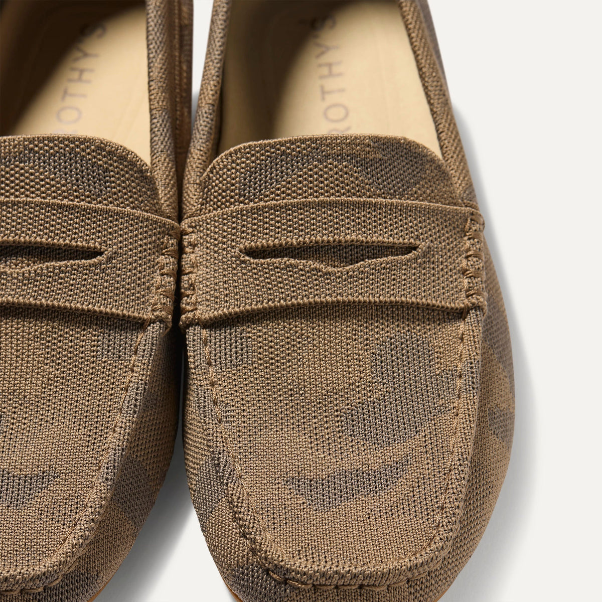 Close up of the toe and vamp of The Men's Daily Driver in Brown Camo.