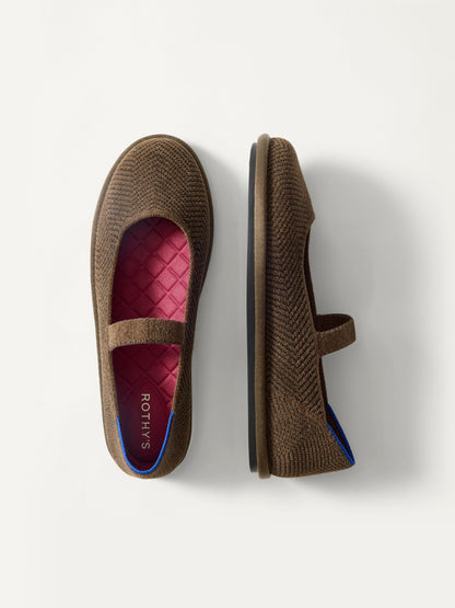 PLP | The Cruiser Mary Jane in ReVelvet Dark Herringbone shown from the top.