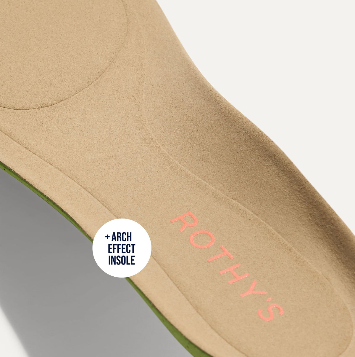 Close up of the Arch Effect Insole on The Daily Loafer in Green Camo.