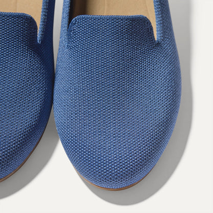 Close up of the toe and vamp of The Daily Loafer in Blue Trench.