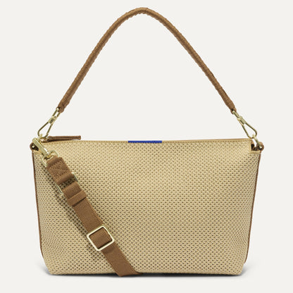 PDP |The Daily Crossbody Bag in Macadamia Open-Knit shown from the front.