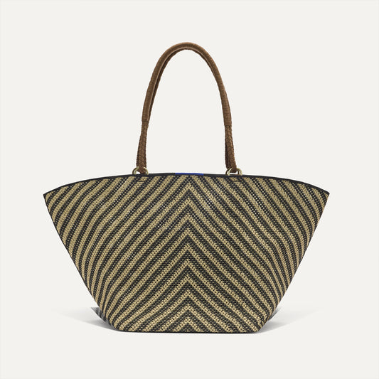 PDP |The Summer Tote in Toffee Chevron shown from the front.