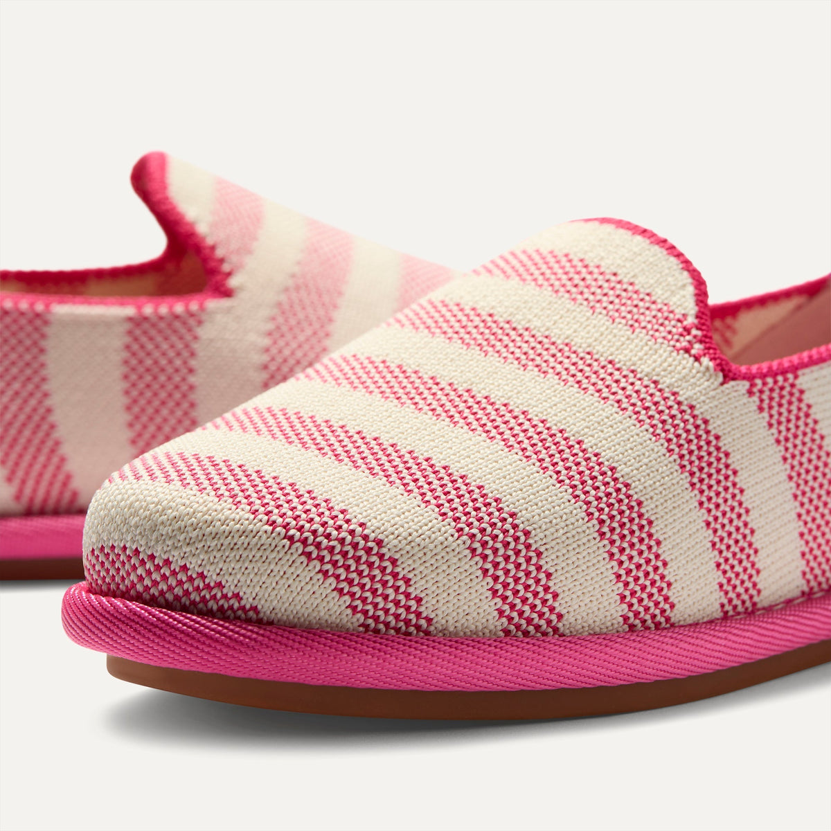 The Mini Loafer in Sorbet Stripe view with detailing of the front of the shoe.