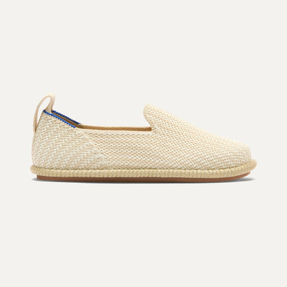 side | The Mini Loafer in Cream Puff Stripe shown from a side view showing the outsole.