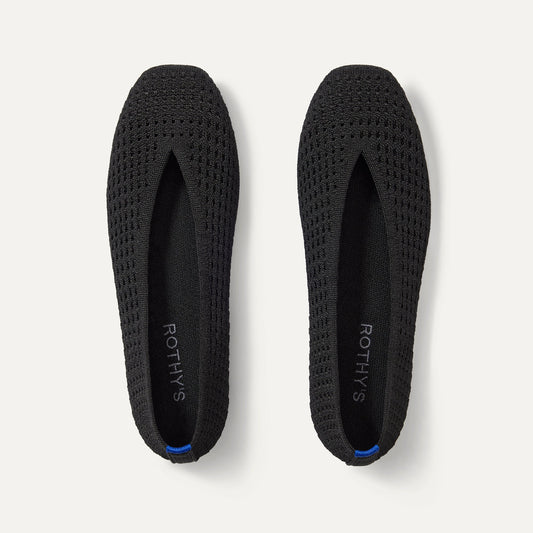 The Max Square Ballerina in Black Mesh shown from the top.