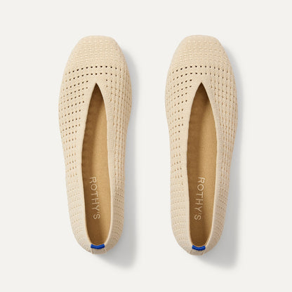 The Max Square Ballerina in Off White Mesh shown from the top.