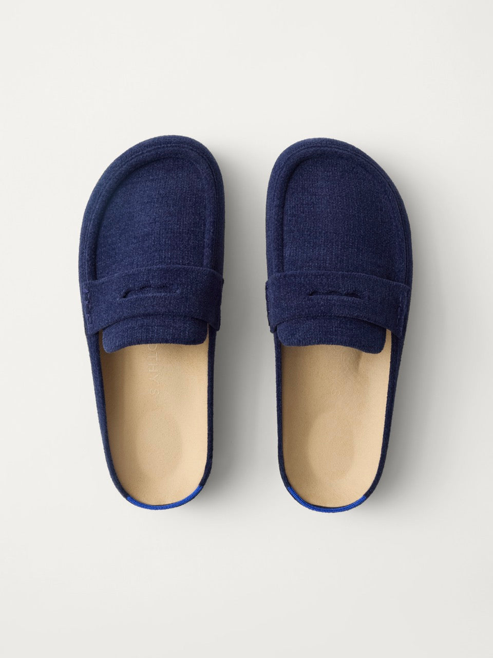 PLP |The Penny Clog in ReVelvet™ Navy shown from the top.
