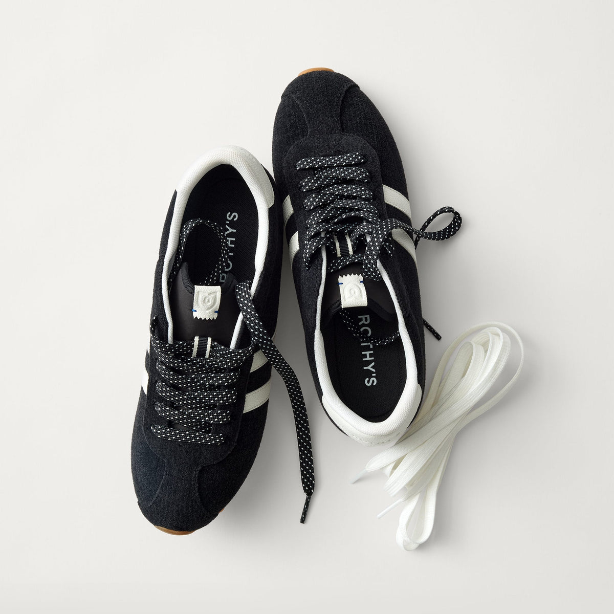 PDP |The Ivy Sneaker in ReVelvet Black shown from the top.