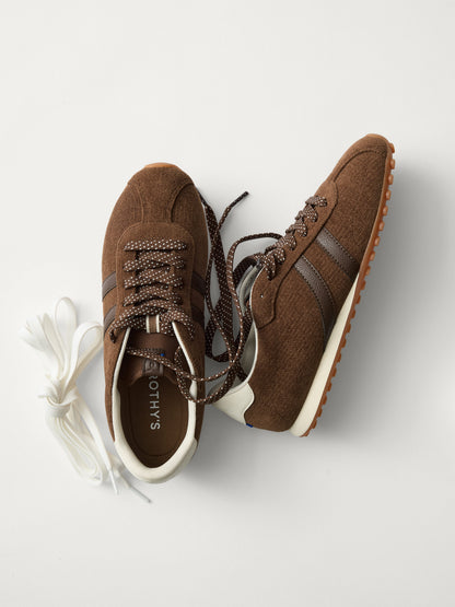 PLP |The Ivy Sneaker in ReVelvet Cinnamon shown from the top.