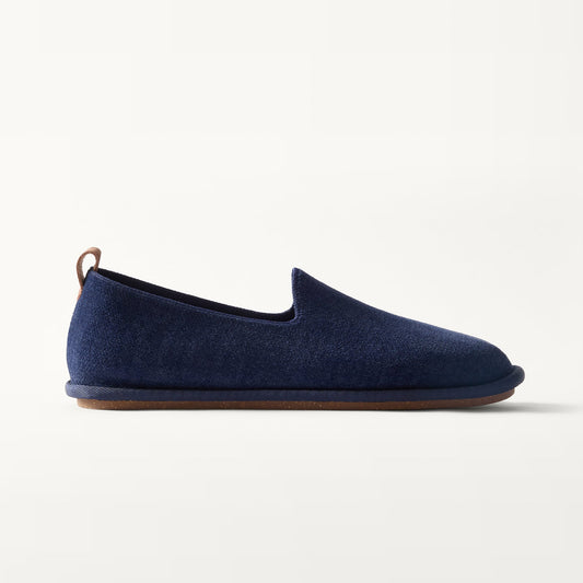 PDP | The Men's Cruiser Loafer in ReVelvet™ Deep Navy shown from the side.