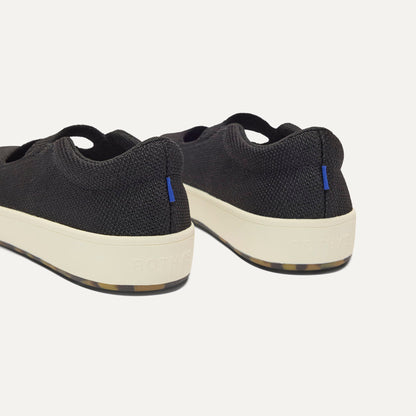 Close up of the heel of The Kids MJ Sneaker in Black.