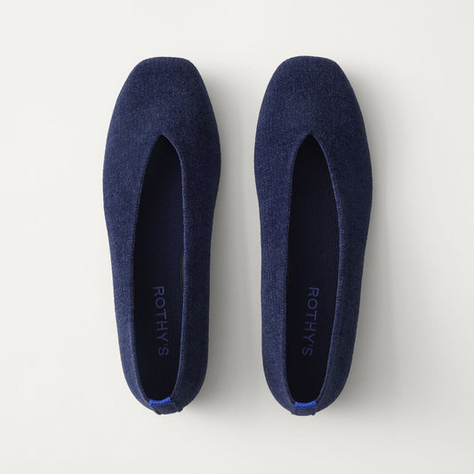 PDP |The Max Square Ballerina in ReVelvet Navy shown from the top.