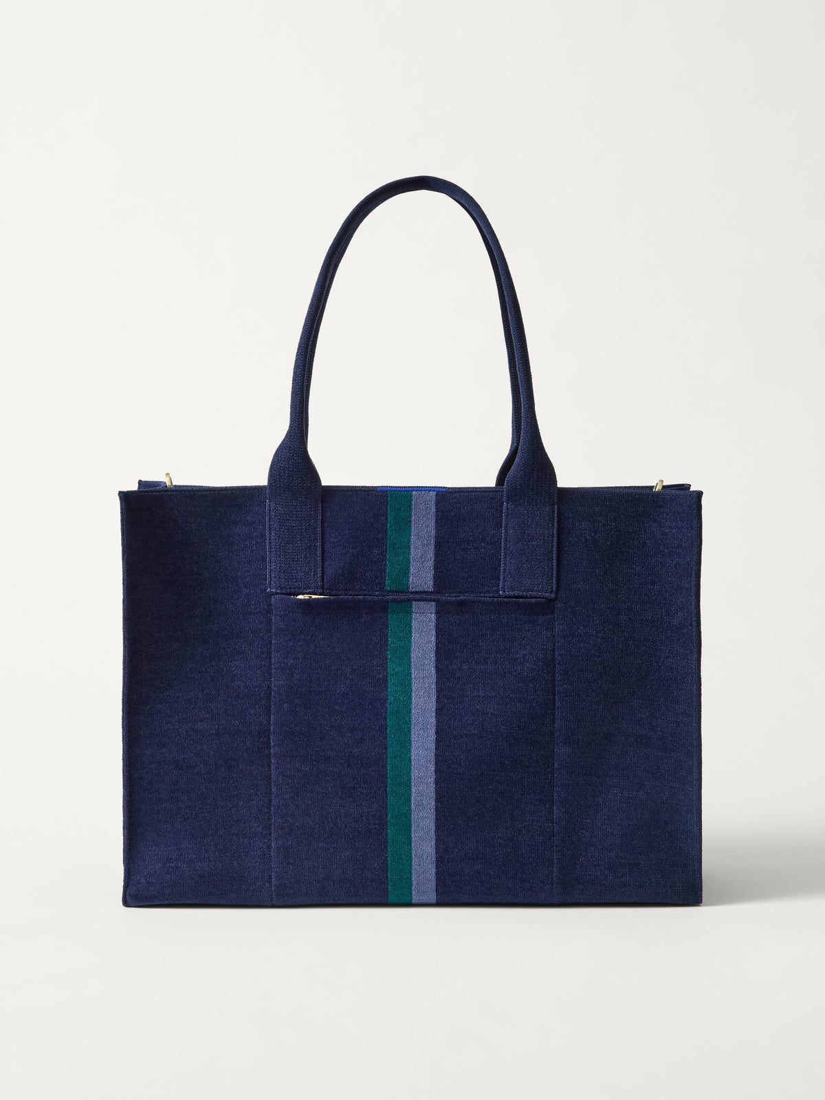 PLP | The Classic Tote in ReVelvet Peacock, shown from the front.
