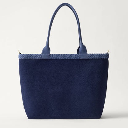 EXT | The Lightweight Zip Tote in ReVelvet Deep Navy shown from the front.